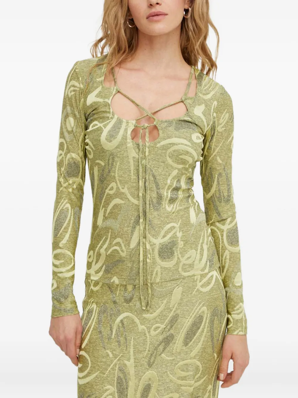 

Топ с вырезами и завязками Résumé, зеленый