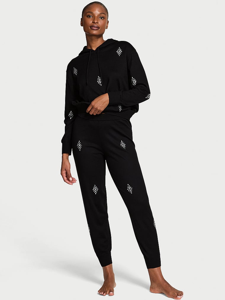 

Роскошные трикотажные брюки-джоггеры с блестками из кристаллов Victoria'S Secret, black