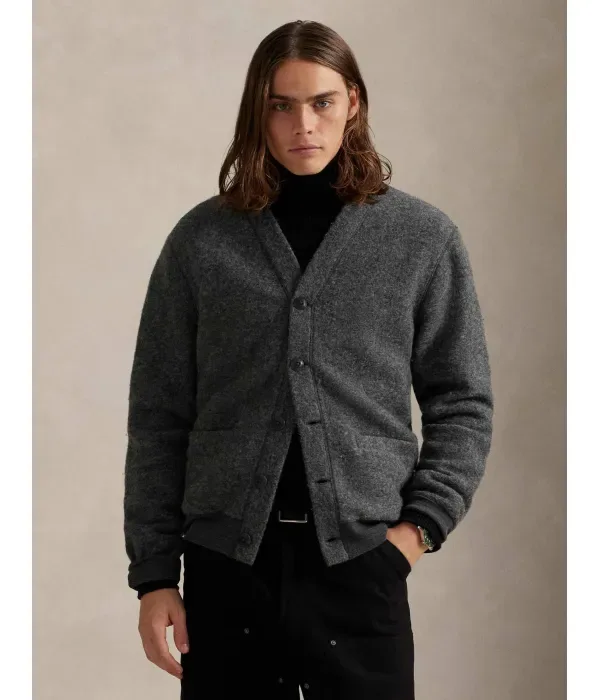 Шерстяной кардиган relaxed fit Polo Ralph Lauren, графитовый