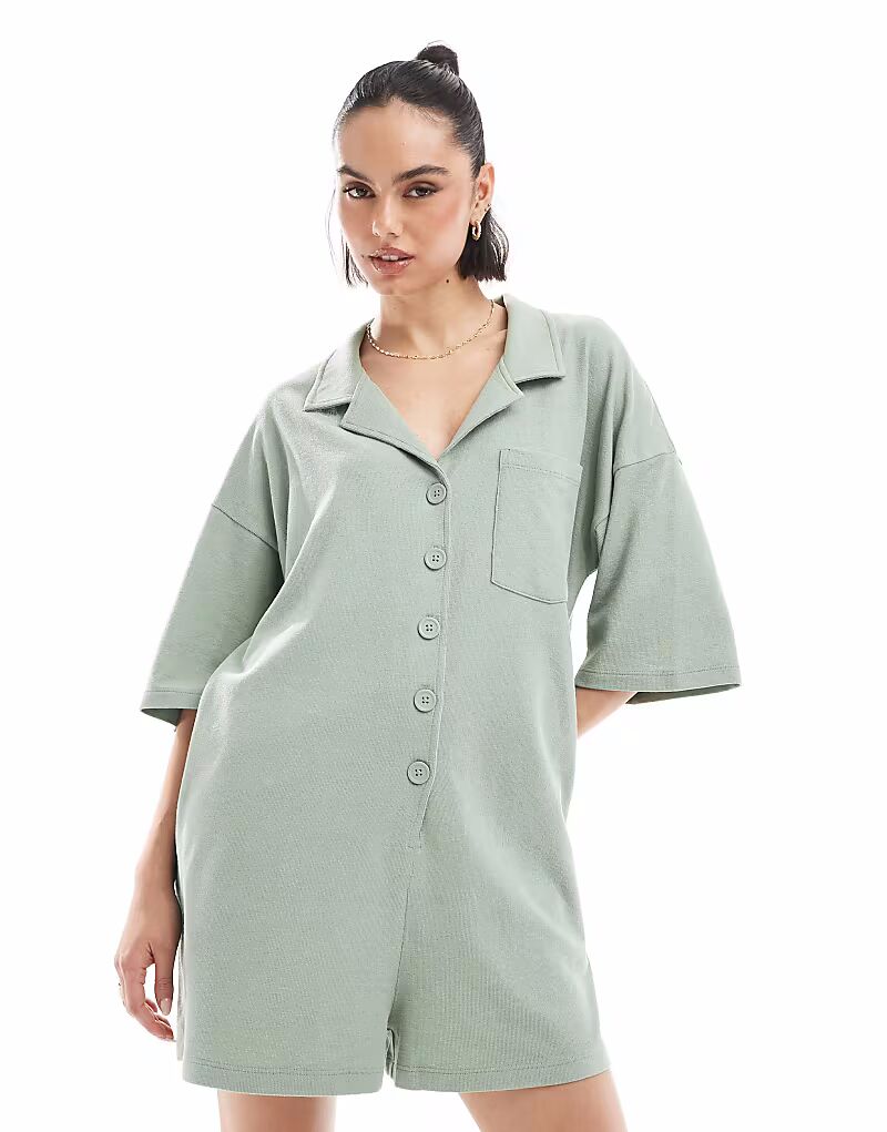 

Футболка-комбинезон ASOS DESIGN цвета шалфея