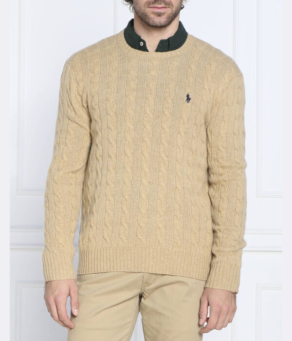 

Джемпер мужской Polo Ralph Lauren шерстяной с узором косичка, коричневый