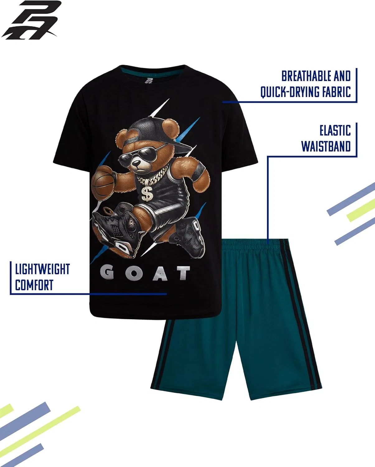 Спортивный костюм для мальчиков Pro Athlete, 2 предмета, Black/Teal — фото 2
