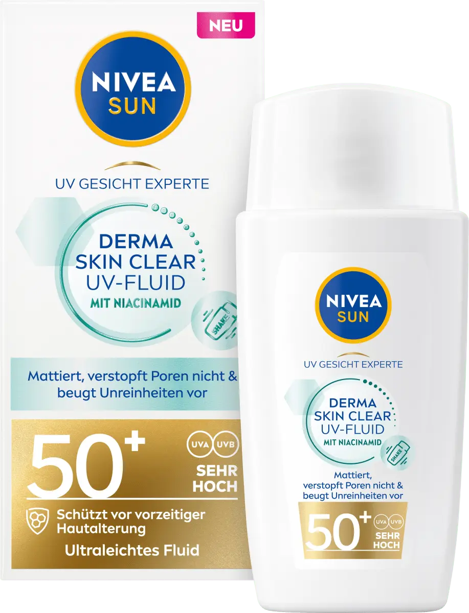 

Sun-флюид для лица дермы кожи прозрачный УФ-флюид с ниацинамидом SPF 50+ 400мл NIVEA