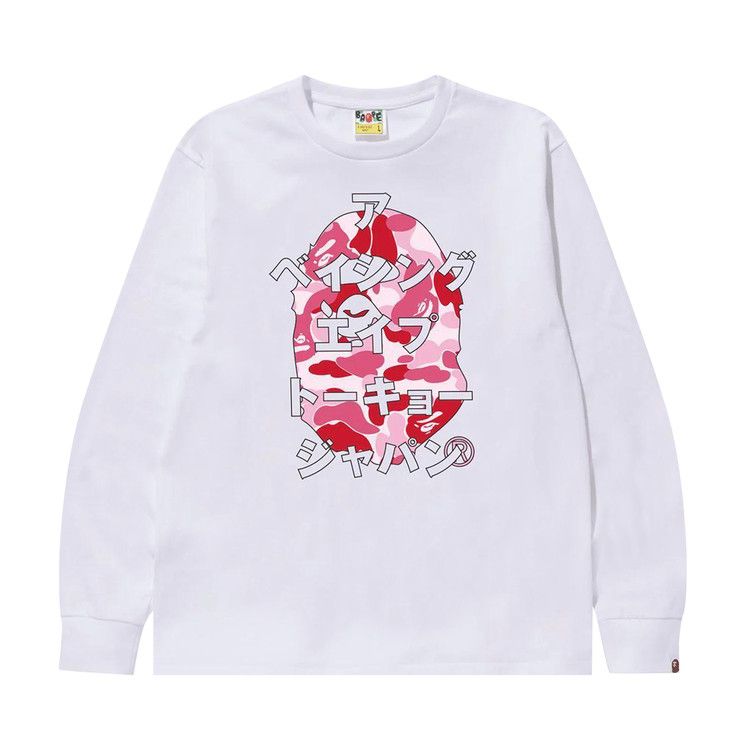 

Футболка BAPE ABC Camo Japanese Letters Long-Sleeve Tee, White/Pink