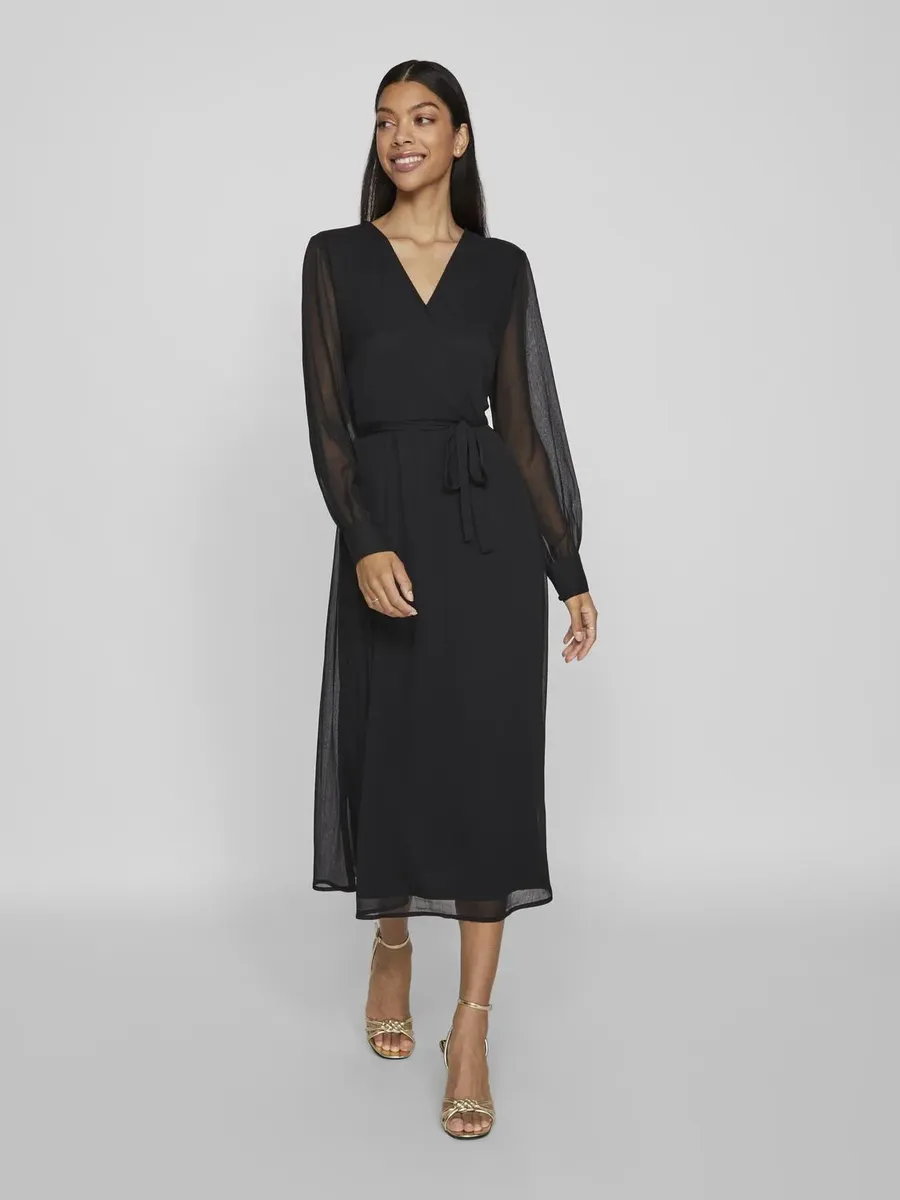 

Шифоновое платье Vila "VIFALIA V-NECK L/S MIDI DRESS - NOOS", черный