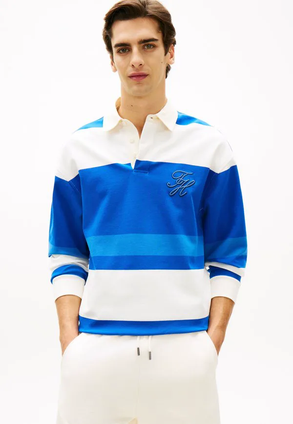 Полосатая свободная рубашка для регби, рубашка поло Tommy Hilfiger, Regal Blue