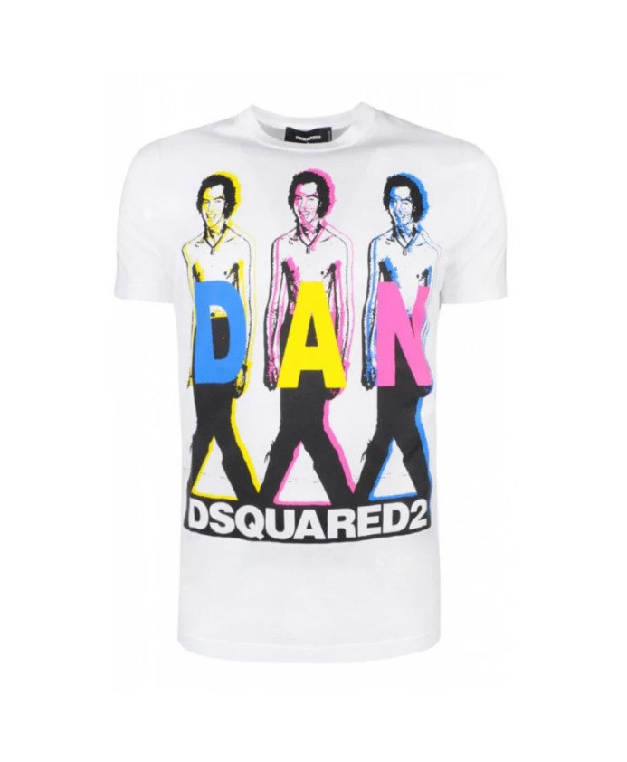 

Белая хлопковая футболка, произведено в Италии. Dsquared2, мультиколор, Белый, Белая хлопковая футболка, произведено в Италии. Dsquared2, мультиколор