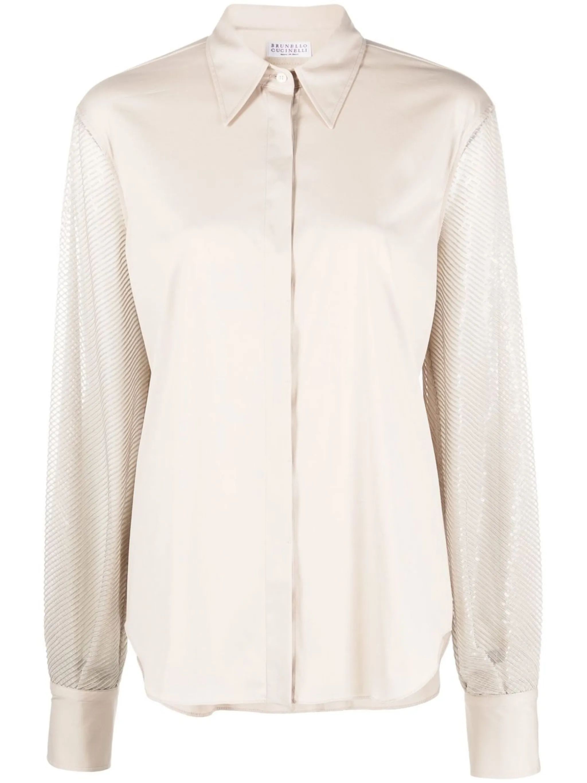 

Блузка с контрастными рукавами Brunello Cucinelli, бежевый