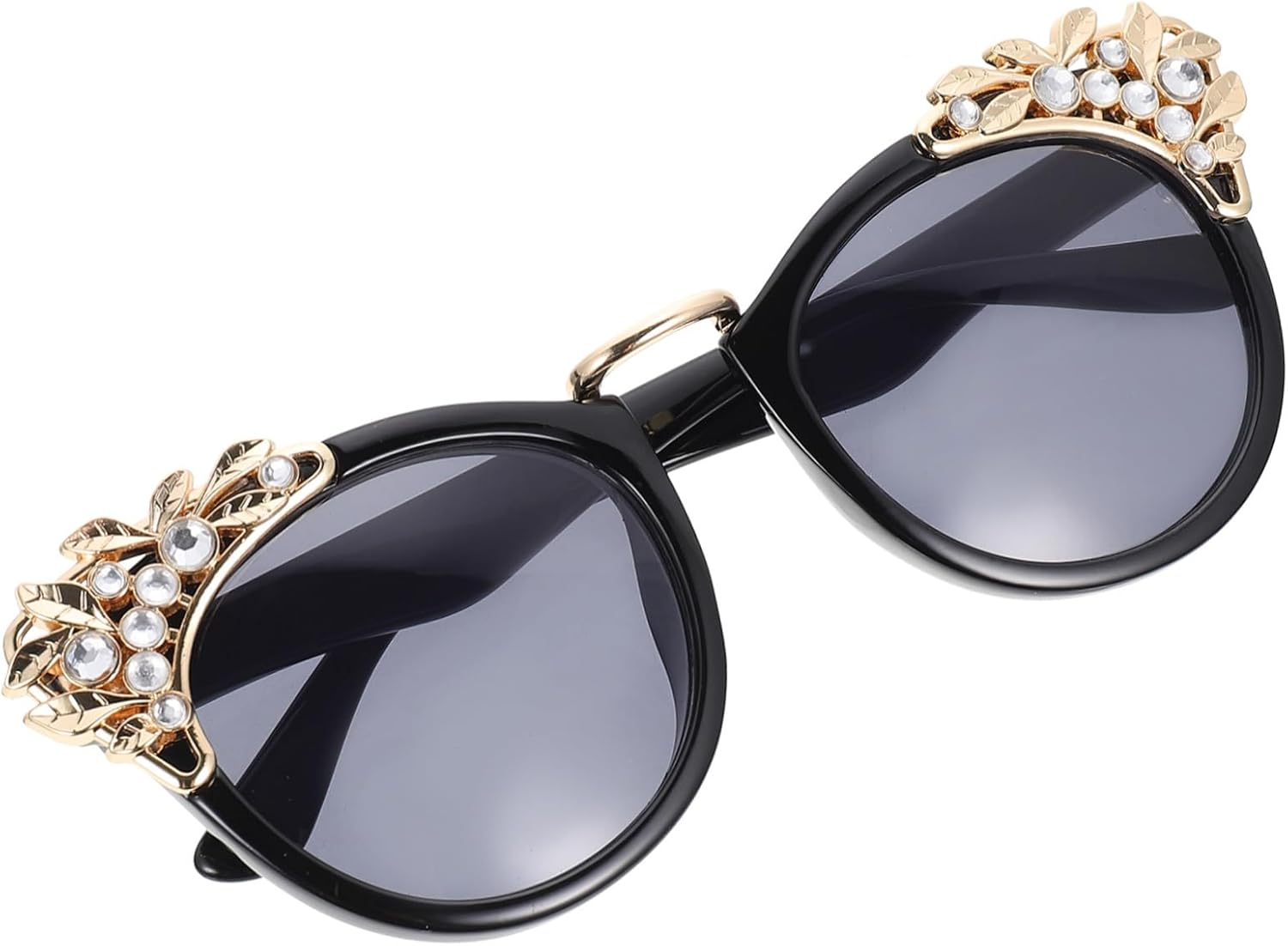 

Солнцезащитные очки «кошачий глаз» со стразами для женщин, модные, блестящие, для летнего отдыха на природе, пляжной вечеринки, винтажные, больших размеров, с изогнутыми дужками, удобная посадка Ipetboom, Black