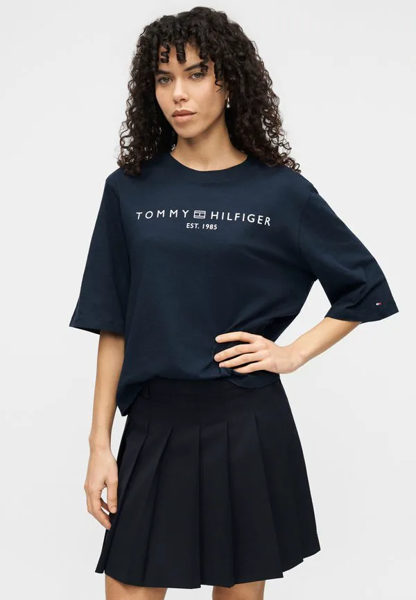 Футболка с логотипом, свободный крой, круглый вырез, принт. Tommy Hilfiger, Dark Blue — фото 4