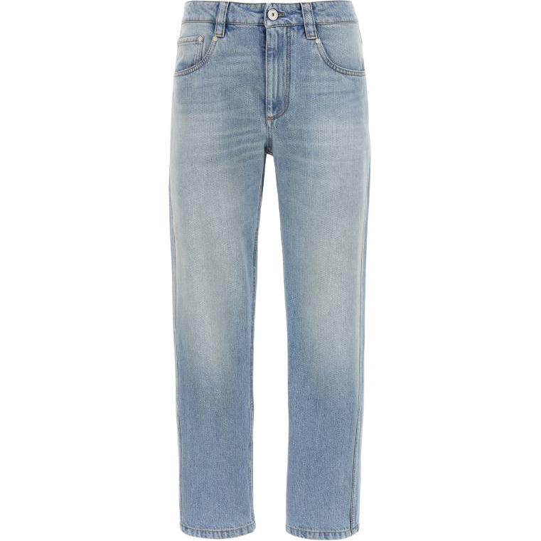 

Прямые джинсы средней посадки Brunello Cucinelli, светло-голубой