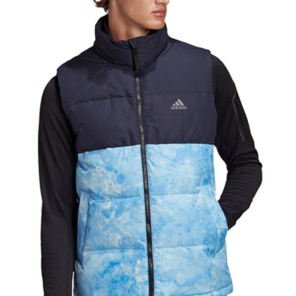 Пуховик adidas Stand Collar Leisure Sports Windproof Warm Down Vest Men Hide Blue, синий — фото 3