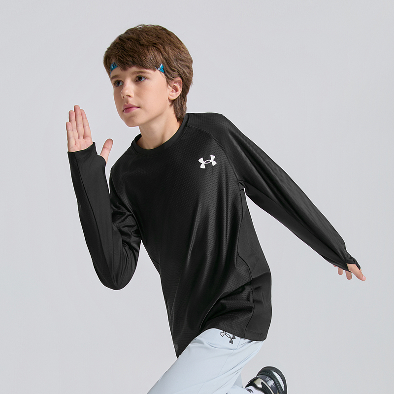 Футболка для детей Quick Dry, для всесторонних тренировок подростков Under Armour, черный — фото 4