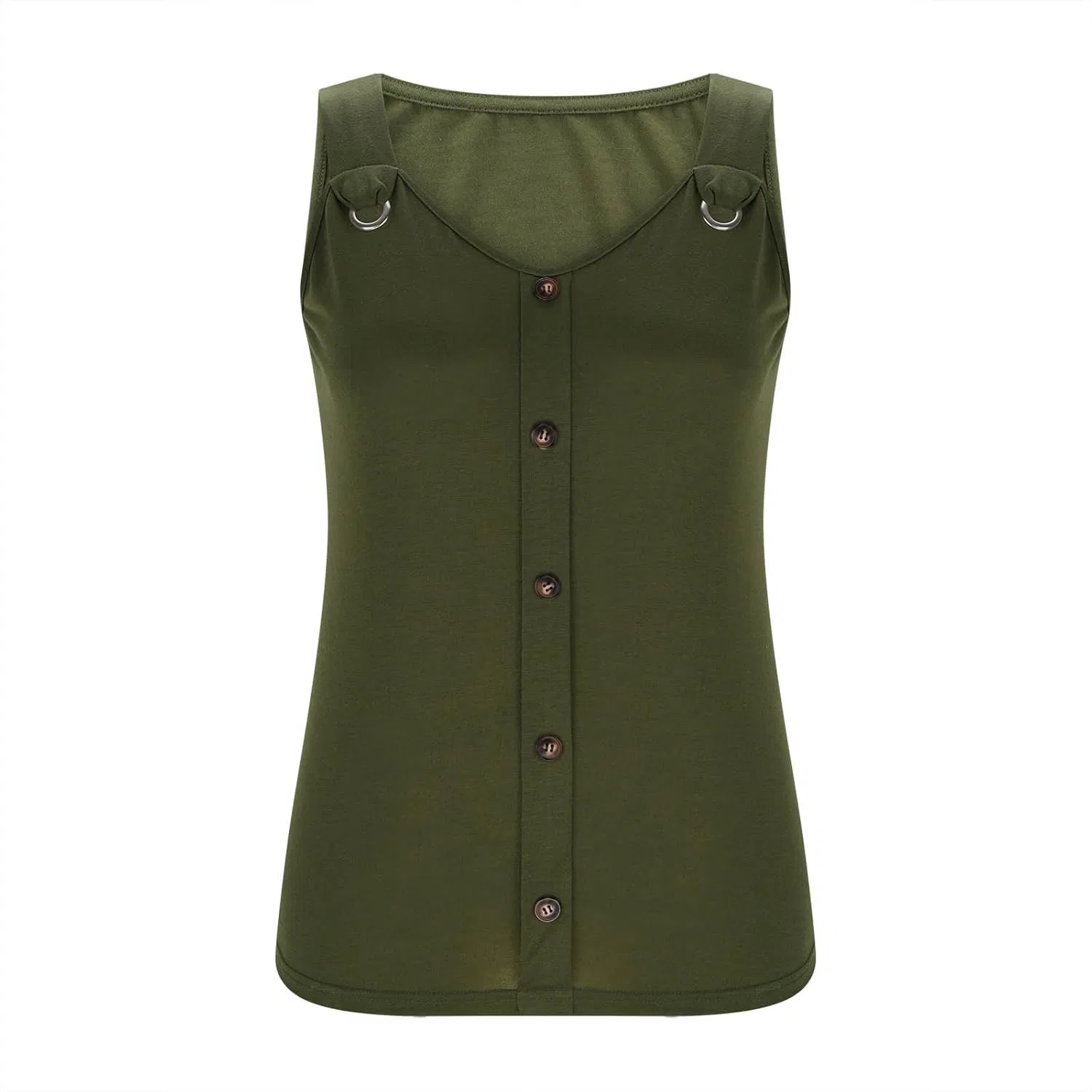 Топ женский на бретелях O-ring, Polyester/Spandex, Army Green01 — фото 4