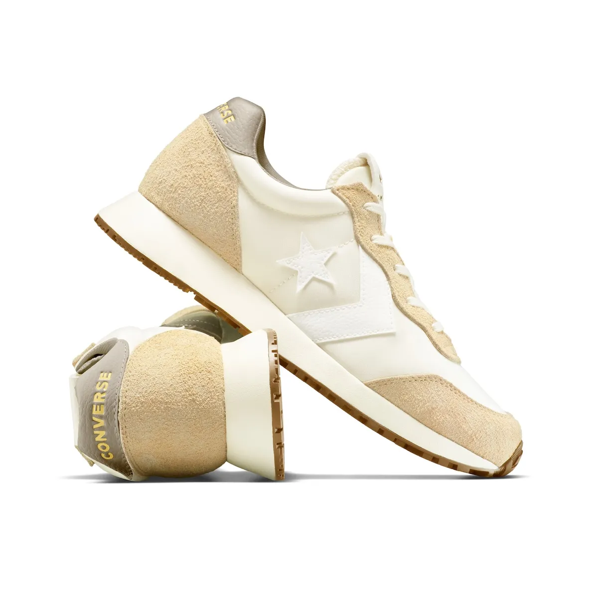 Кроссовки повседневные унисекс Omega Trainer Lux в стиле для школы Converse, белый/коричневый — фото 2