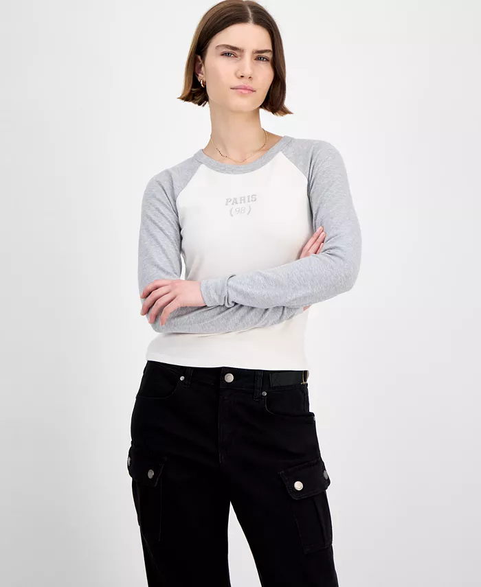 

Футболка с круглым вырезом и длинными рукавами реглан для юниоров Hippie Rose, белый