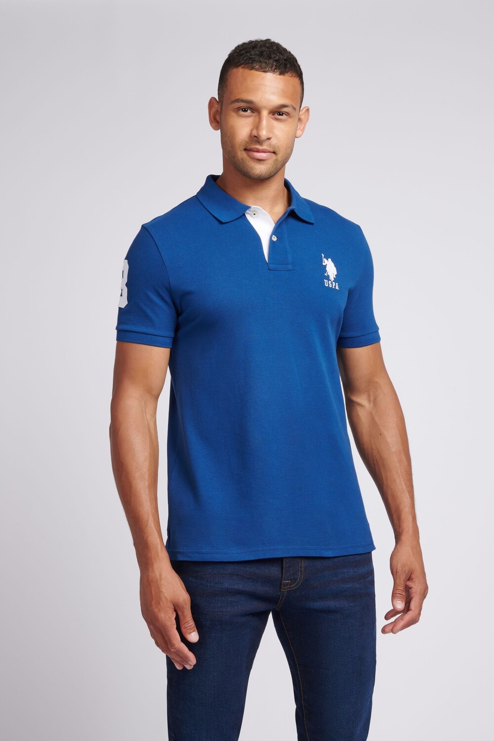 

Мужская рубашка поло с рисунком "пике" обычного кроя U.S. Polo Assn, синий