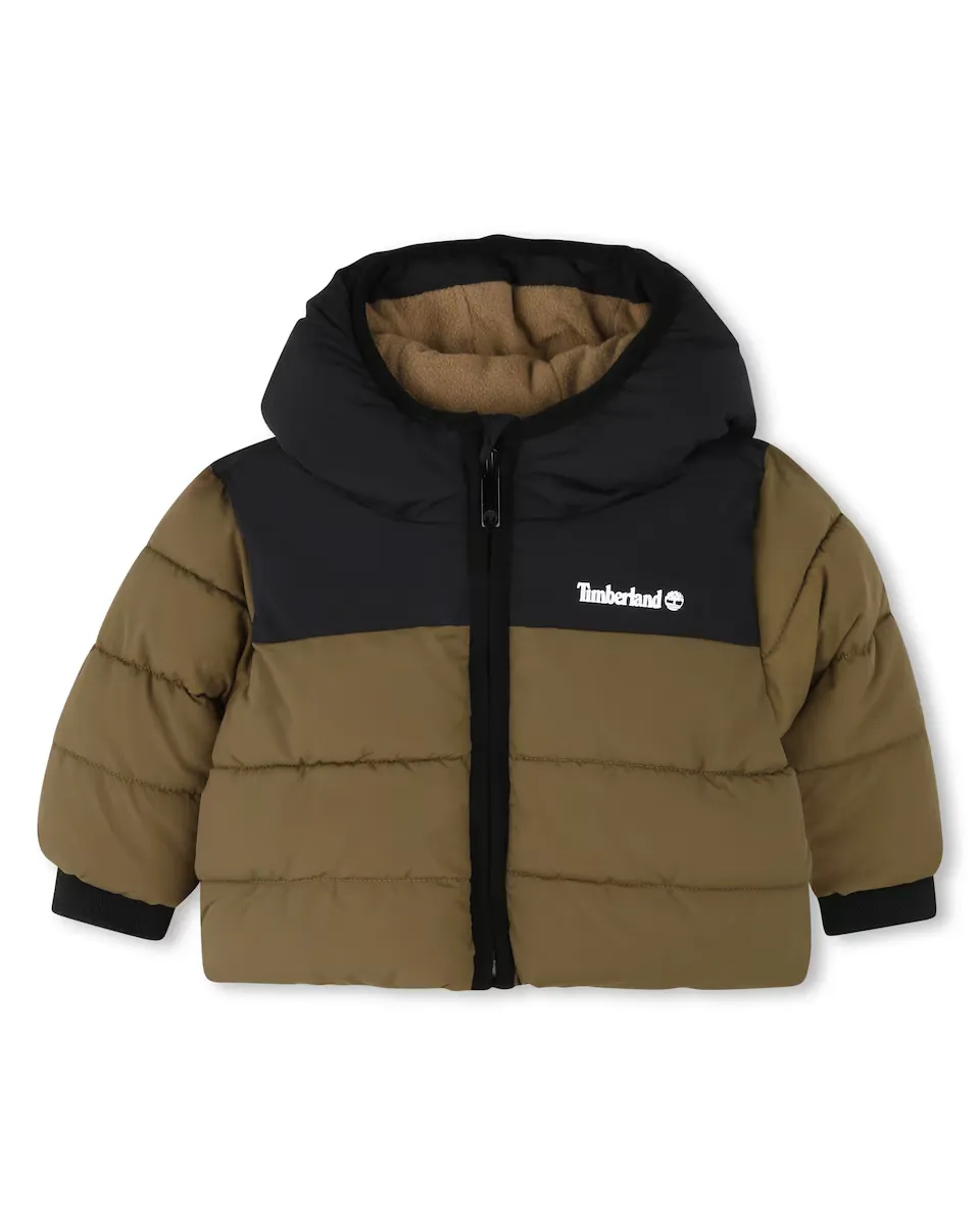 

Пуховик для мальчика с капюшоном и застежкой-молнией Timberland, цвет Kaki
