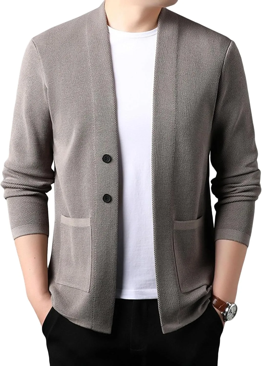 

Мужской легкий кардиган на пуговицах с карманами