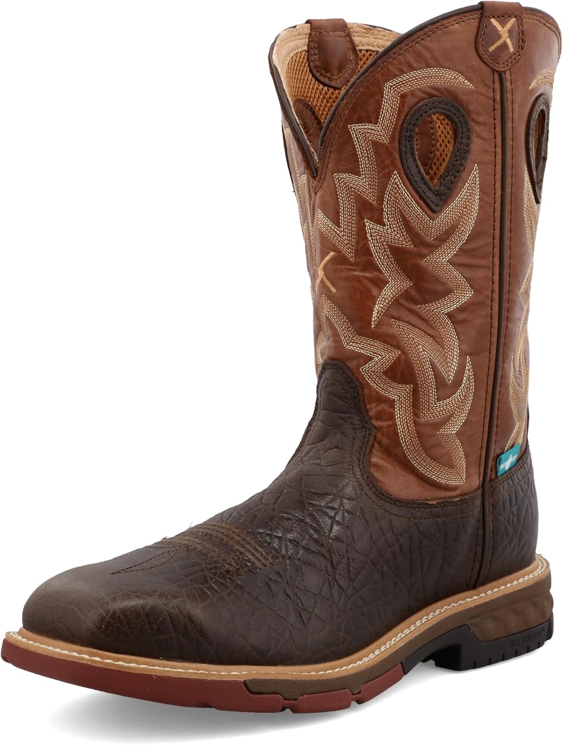 

Ботинки Twisted X Men's 12 Western, квадратный носок, с металлическим носком и технологией CellStretch, шоколадный