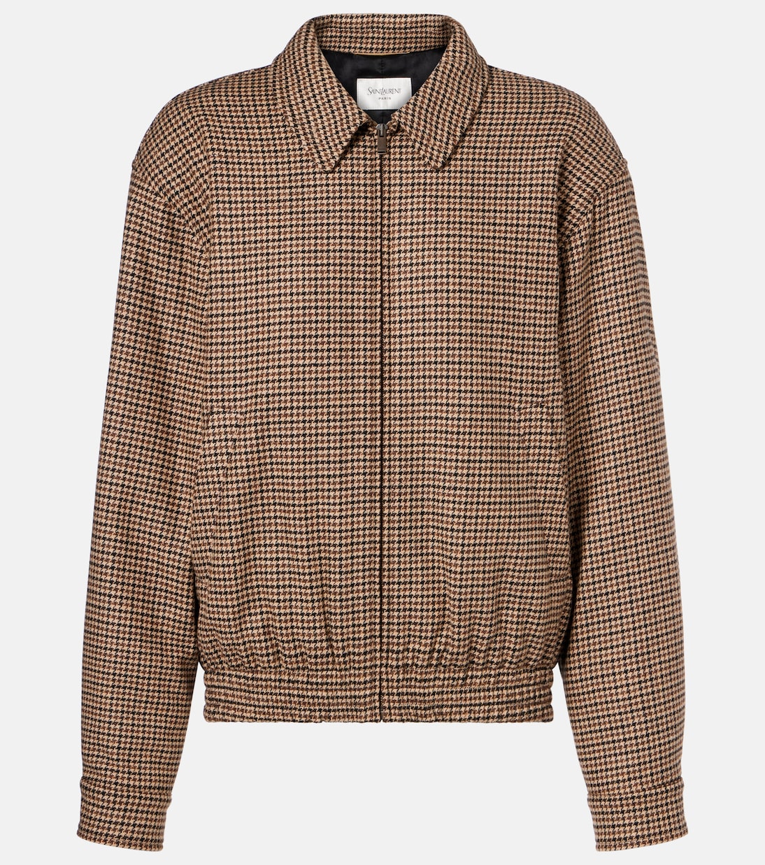 Стеганая куртка с узором гусиная лапка Saint Laurent, Beige/Marron/Noir