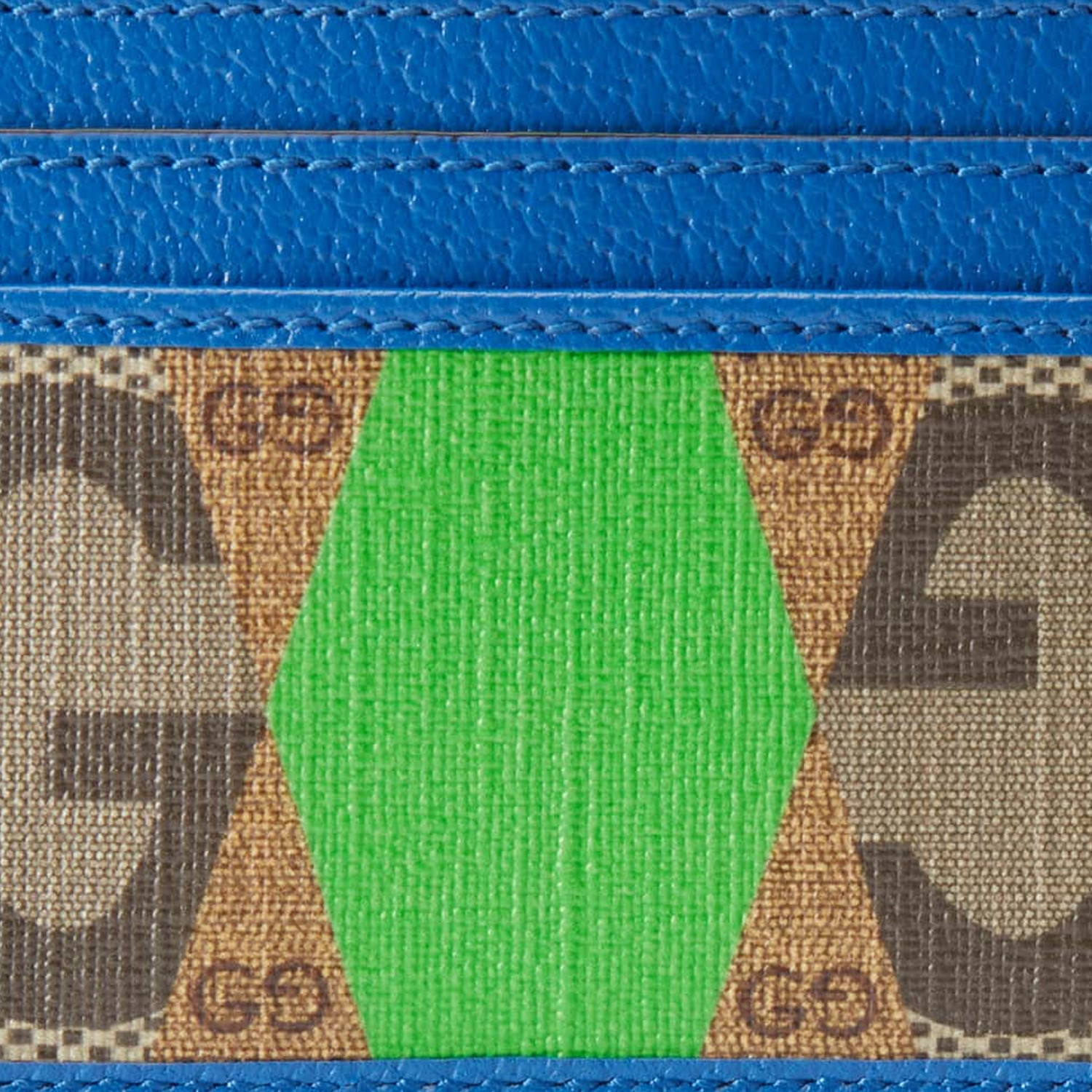 GUCCI Женский кошелек с кожаным карманом синий коричневый зеленый — фото 4