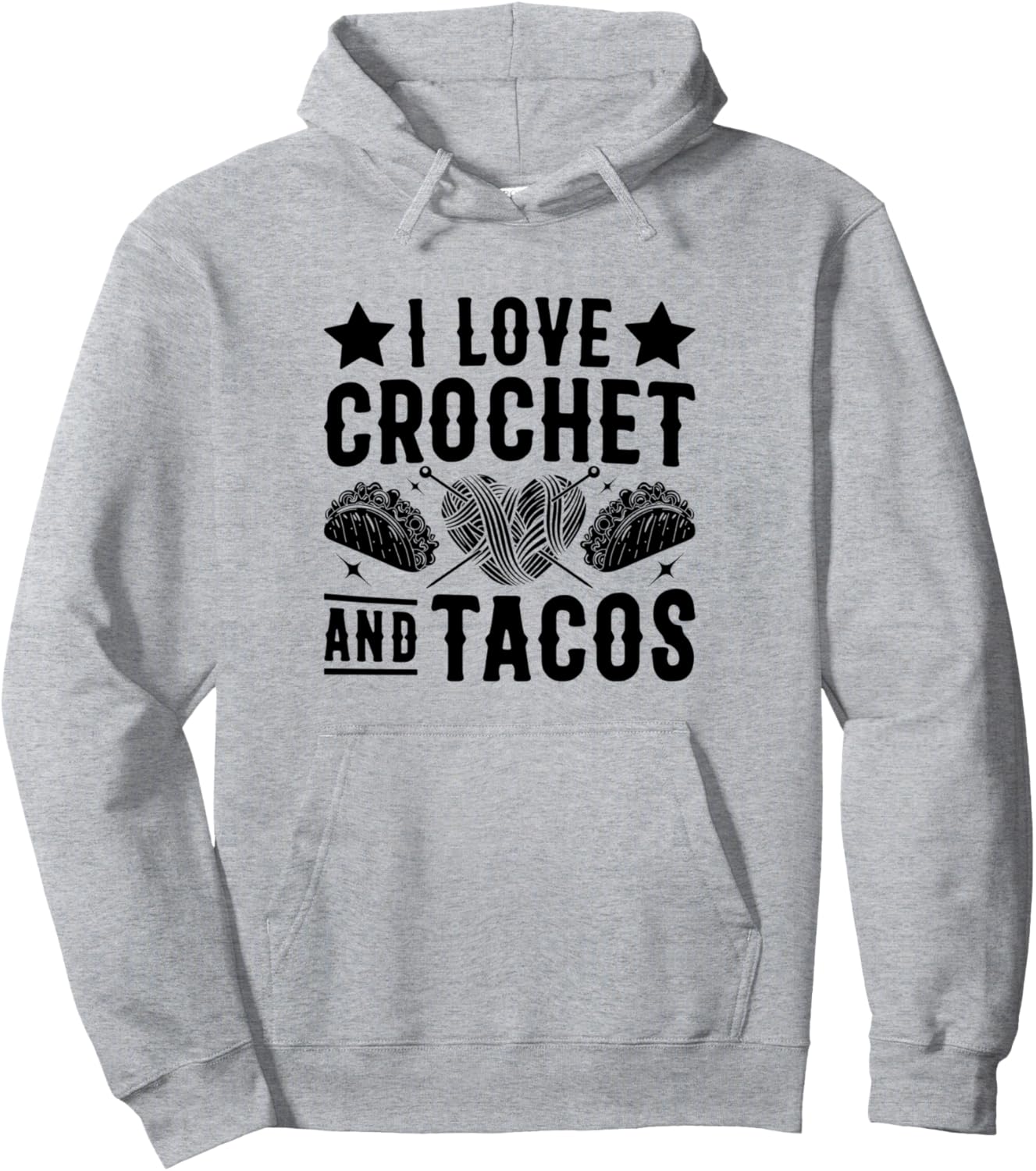 

Я люблю вязание крючком и тако - Забавная вязаная толстовка Funny Crocheting Crocheter, серый