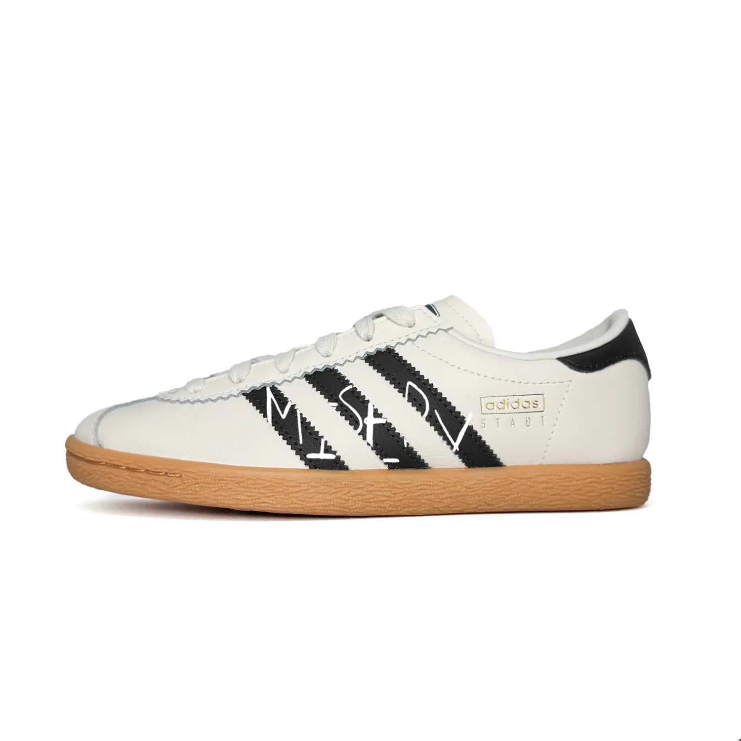 

Stadt White Tone Trace устойчивые к истиранию низкие немецкие армейские кроссовки Unisex White Adidas Originals, черный