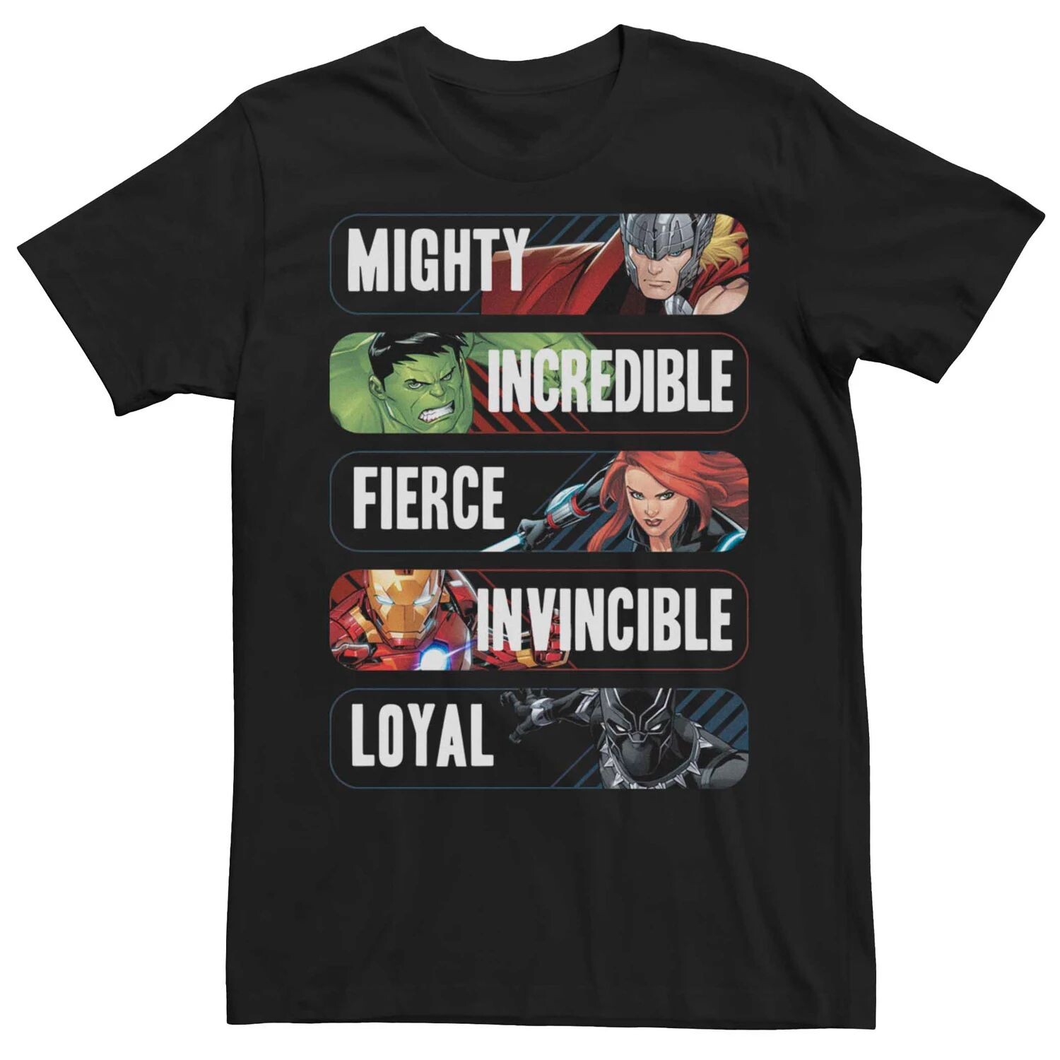 

Мужская футболка Marvel's Avenger Hero Adjectives Group Shot Licensed Character