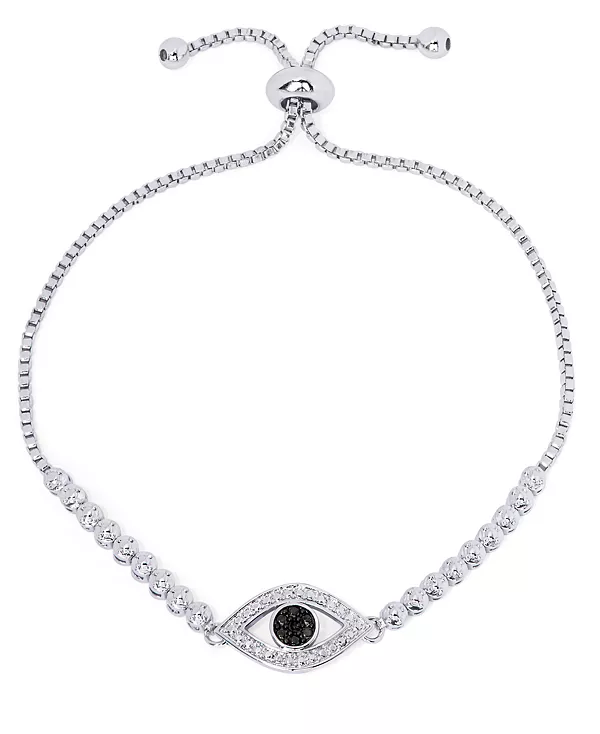 

Регулируемый браслет-боло с черными бриллиантами от сглаза, посеребренный Macy'S, silver