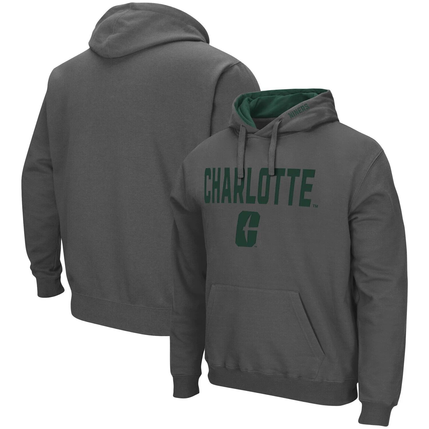 

Мужской темно-серый пуловер с капюшоном Charlotte 49ers Arch и Logo Colosseum