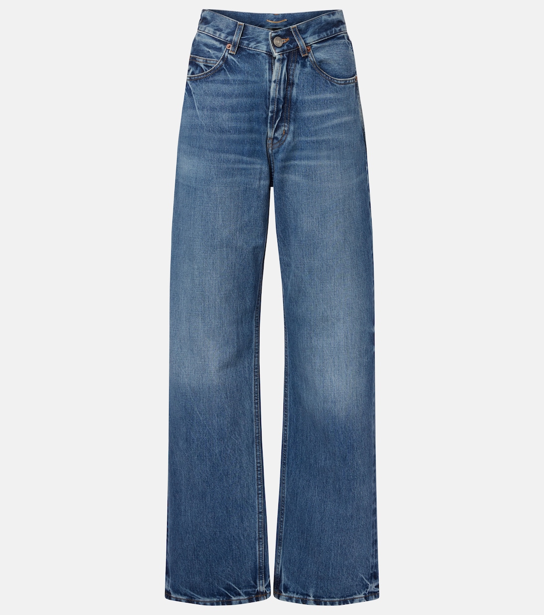 

Джинсы с V-образным поясом и расклешёнными штанинами Saint Laurent, 50S Blue