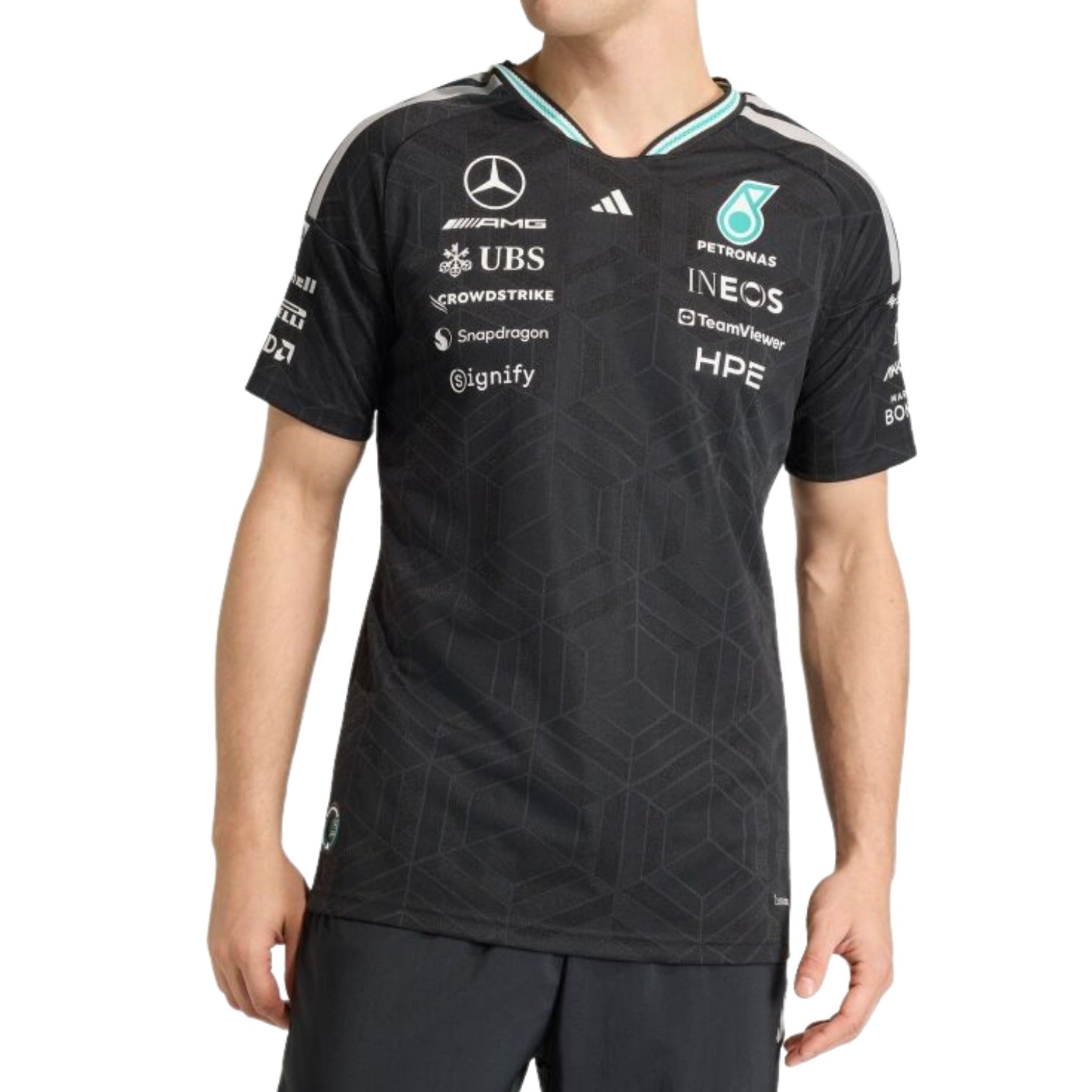 Оригинальная футболка пилота команды Формулы-1 Adidas x Mercedes AMG Petronas, черная — фото 2
