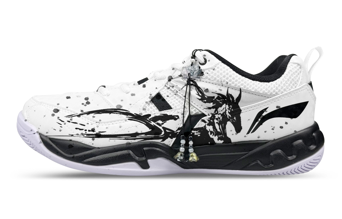 

Мужские низкие кроссовки для бадминтона Li Ning Koba из синтетической кожи и текстиля, черные с белым