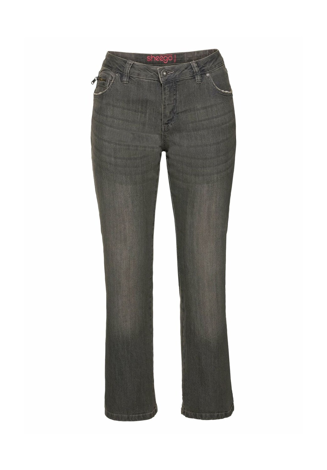 

Джинсы с 5 карманами и эффектами поношенности sheego, цвет Grey Denim