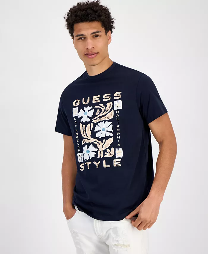 

Мужская футболка Guess с логотипом и принтом Style, синий
