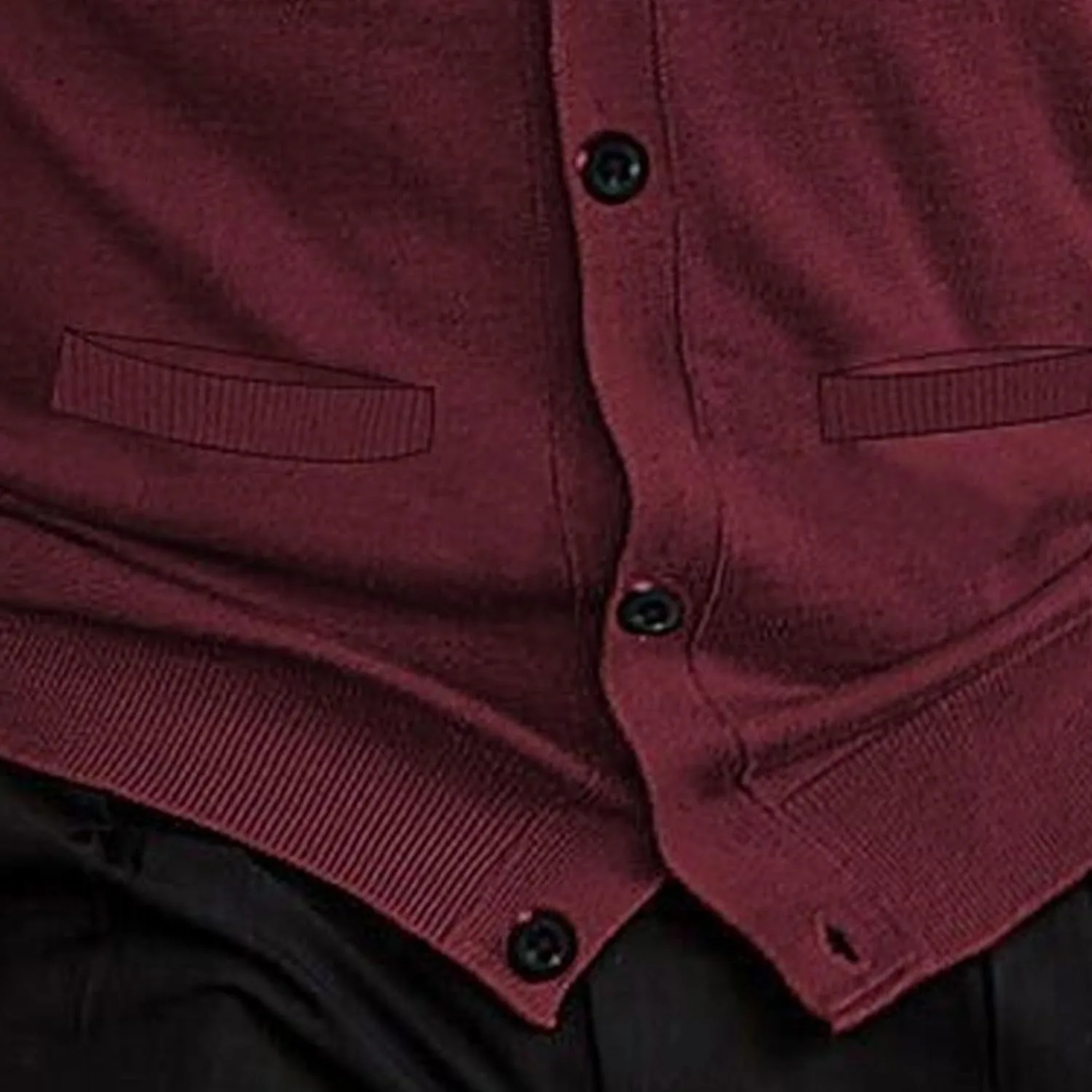 Мужской кардиган Slim Fit V-образным вырезом из шерстяной смеси с карманами — фото 2