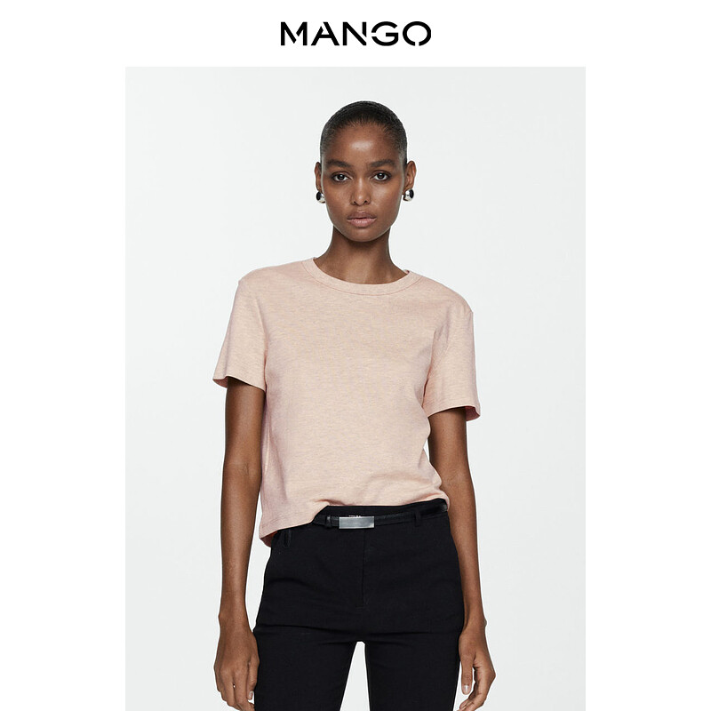 

Женская футболка Mango прямого кроя с круглым вырезом, серый