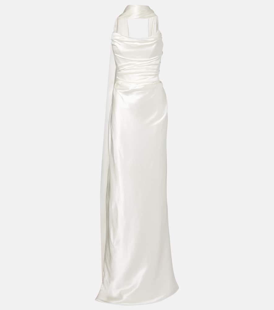 

Платье Vixen из смесового шелка с драпировкой и шарфом Vivienne Westwood, Ivory