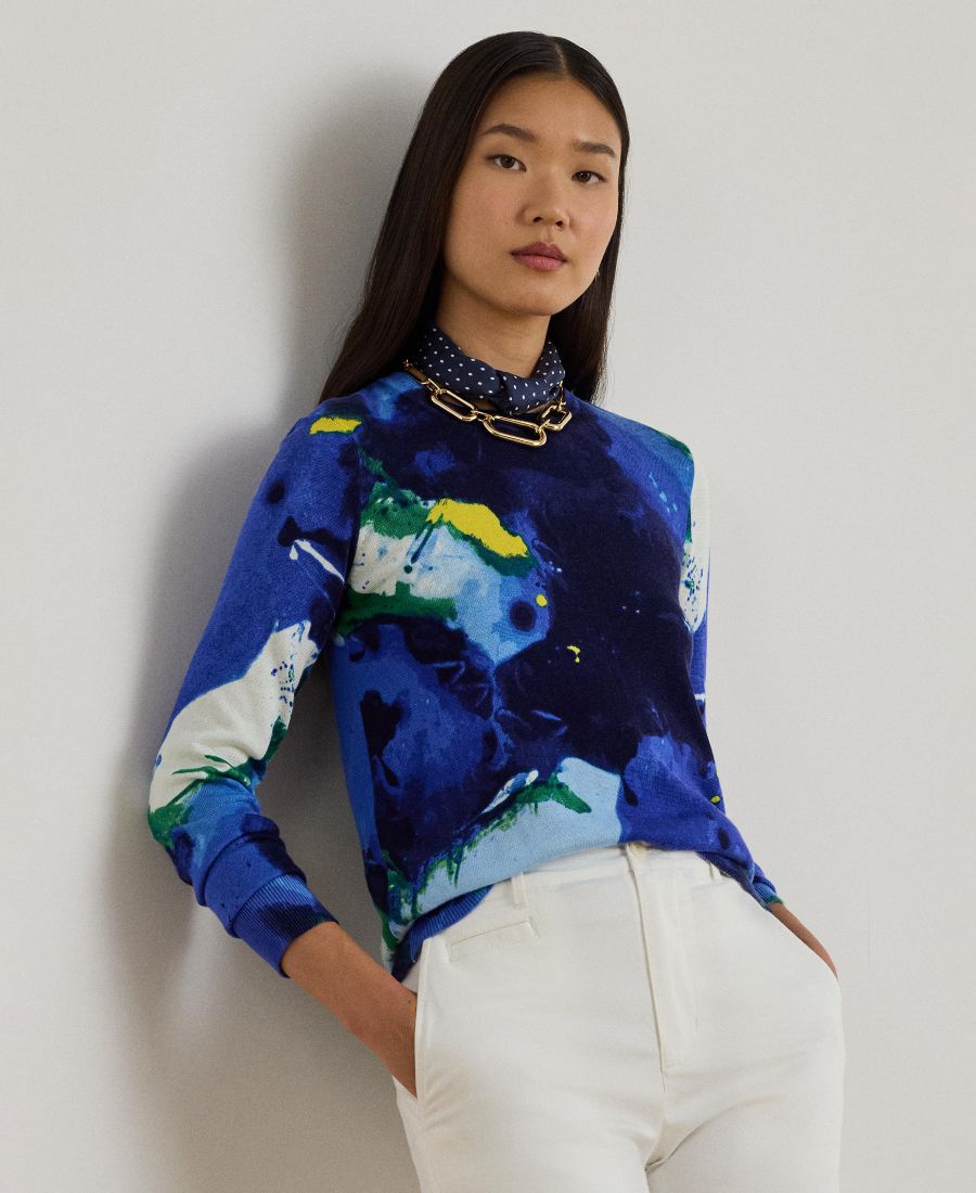 

Женский свитер с абстрактным узором и круглым вырезом Lauren Ralph Lauren, Blue Multi