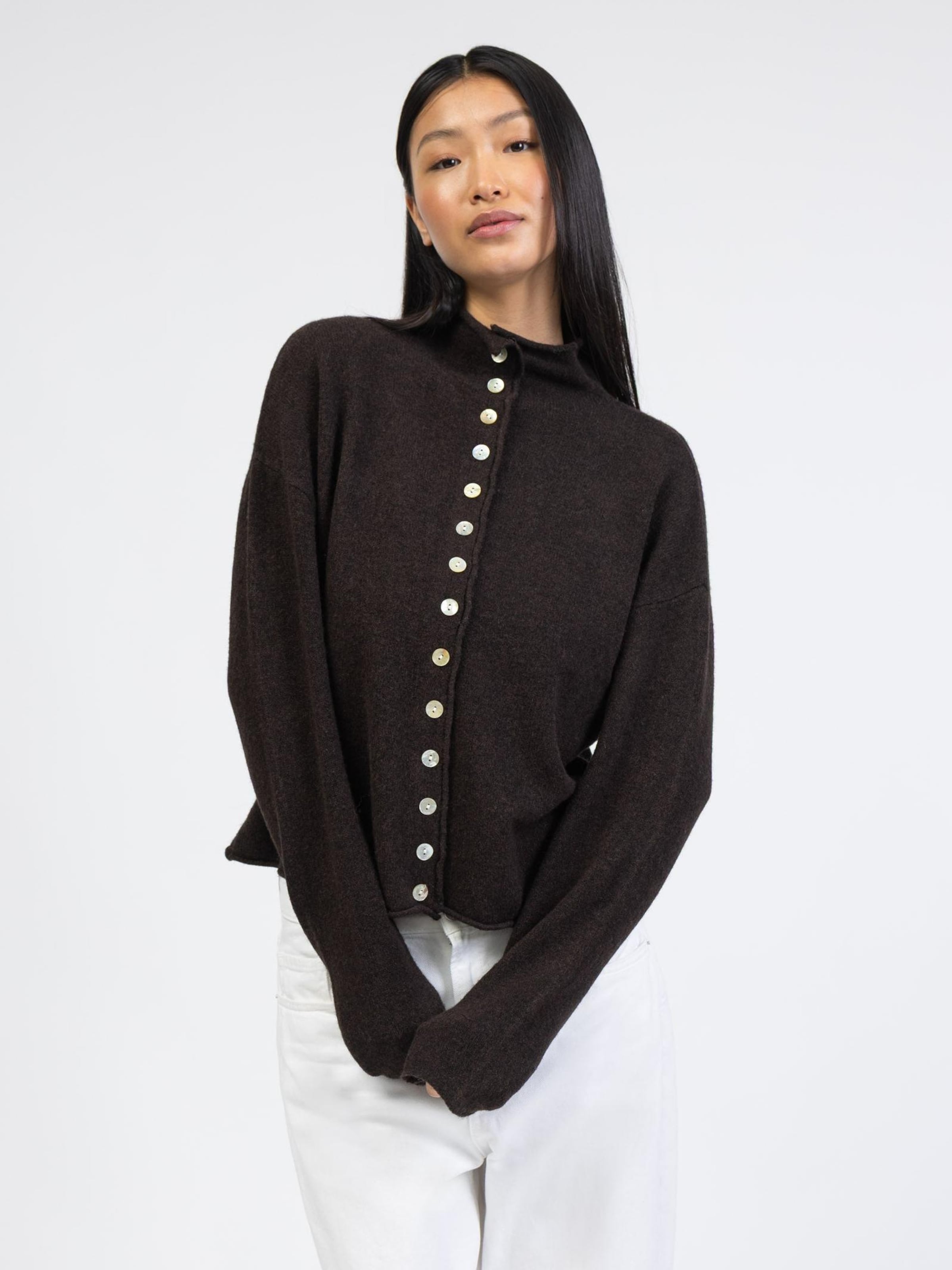 

BROKE + SCHÖN Вязаный кардиган 'Strickjacke mit Stehkragen' в коричневом цвете