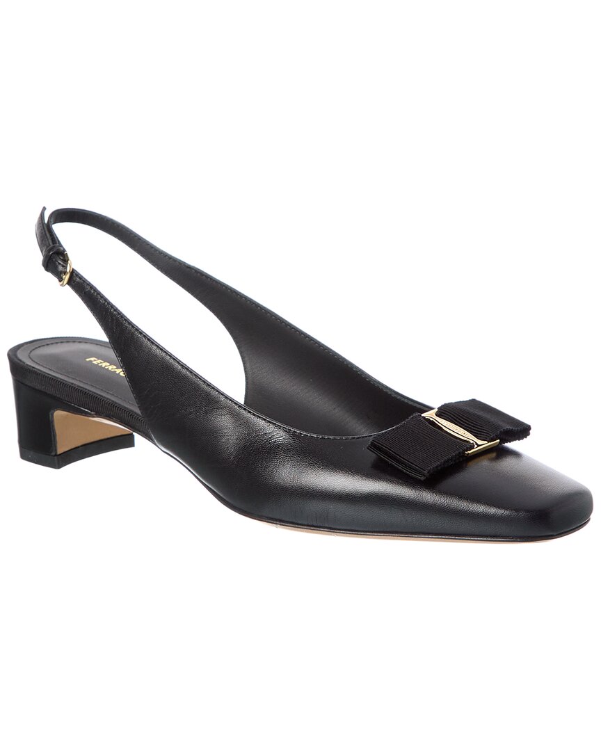 Ferragamo Rivada Лакированные Туфли-лодочки на шпильке с открытой пяткой Salvatore Ferragamo, черный