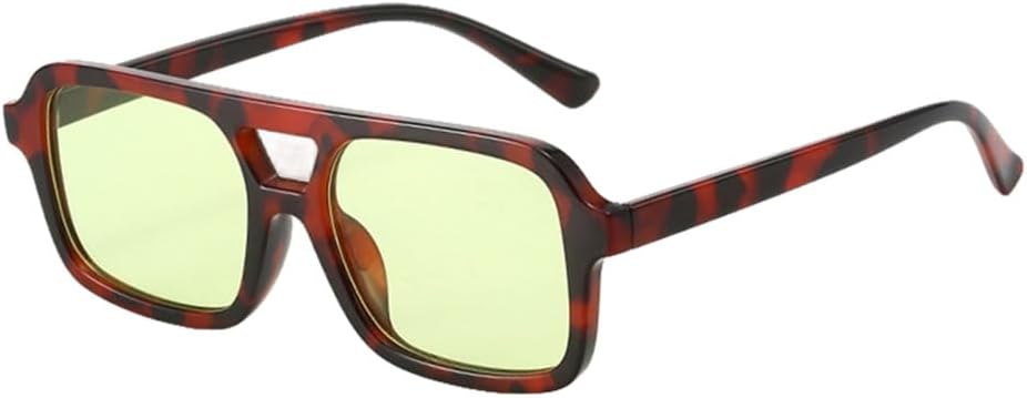 

Винтажные квадратные солнцезащитные очки для женщин в стиле ретро с леопардовым принтом, желтого цвета, с двойной перемычкой. Женские солнцезащитные очки MTZJH, Leopard Green