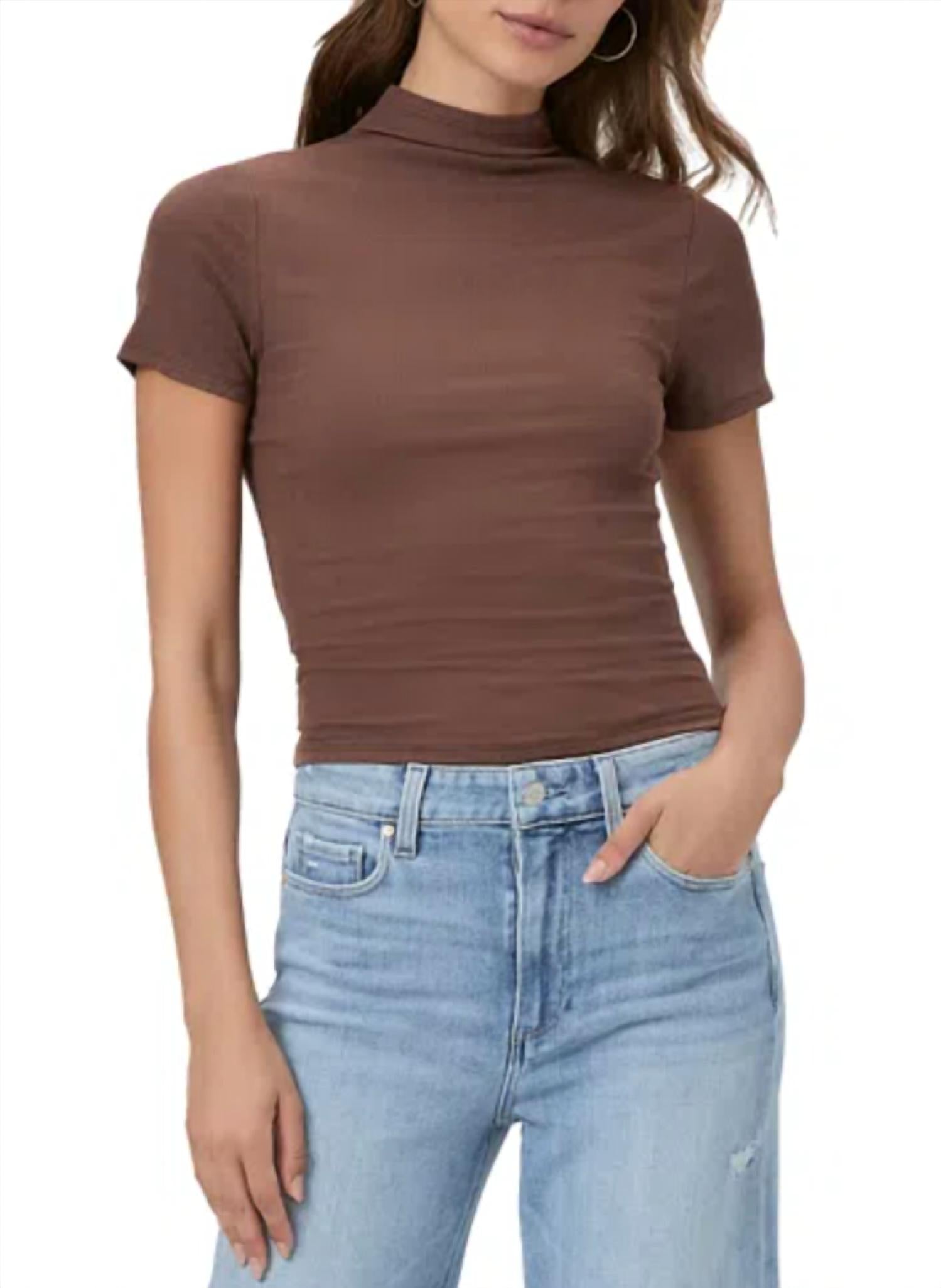 

Blanche Short Sleeve Mock Neck Top In Landslide Paige, Landslide