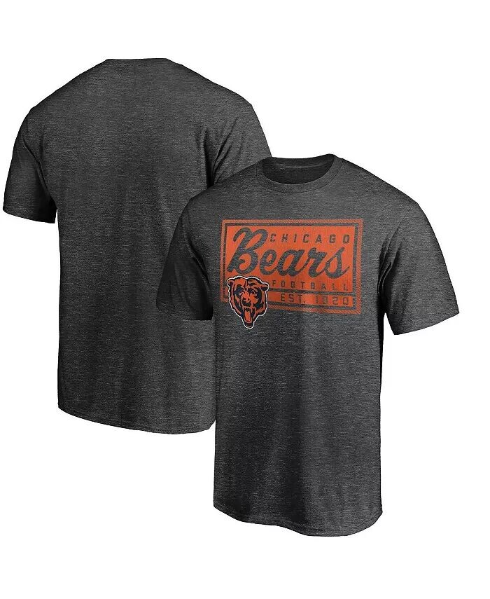 

Мужская футболка с бляшкой цвета Heather Charcoal Chicago Bears Showtime Majestic