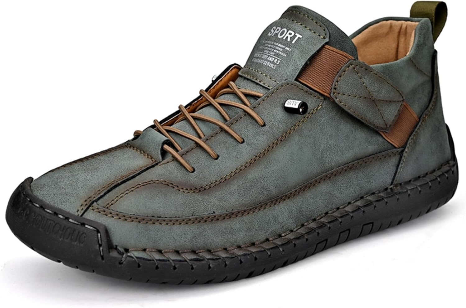 

Мужские повседневные кожаные ботинки Khwfjas Chukka на щиколотку - слипоны средней высоты, лоферы для ходьбы и вождения для разных ситуаций, зеленый