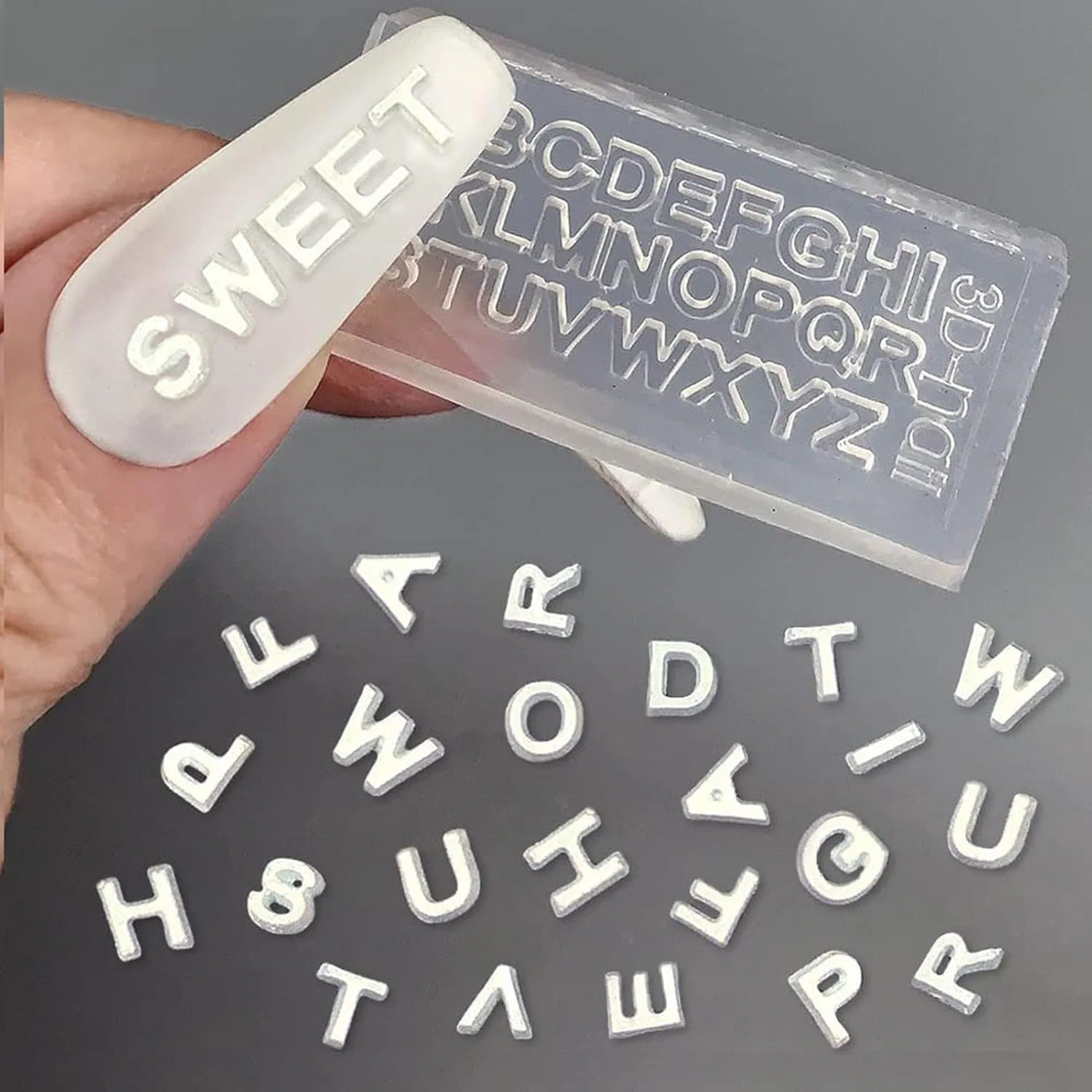 Силиконовые формы для подвесок для ногтей с 3D-алфавитом Generisch — фото 3