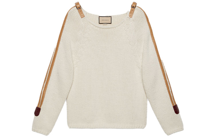 

Б/у свитер с пряжкой и ремешком 2000-х годов GUCCI, Ecru