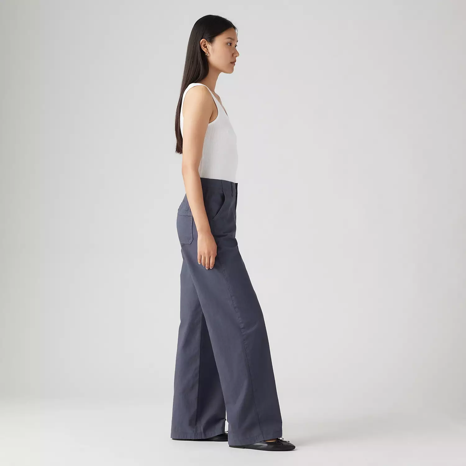 Легкие прямые женские брюки 90-х годов Levi's, цвет Breezy India Ink - Blue — фото 4