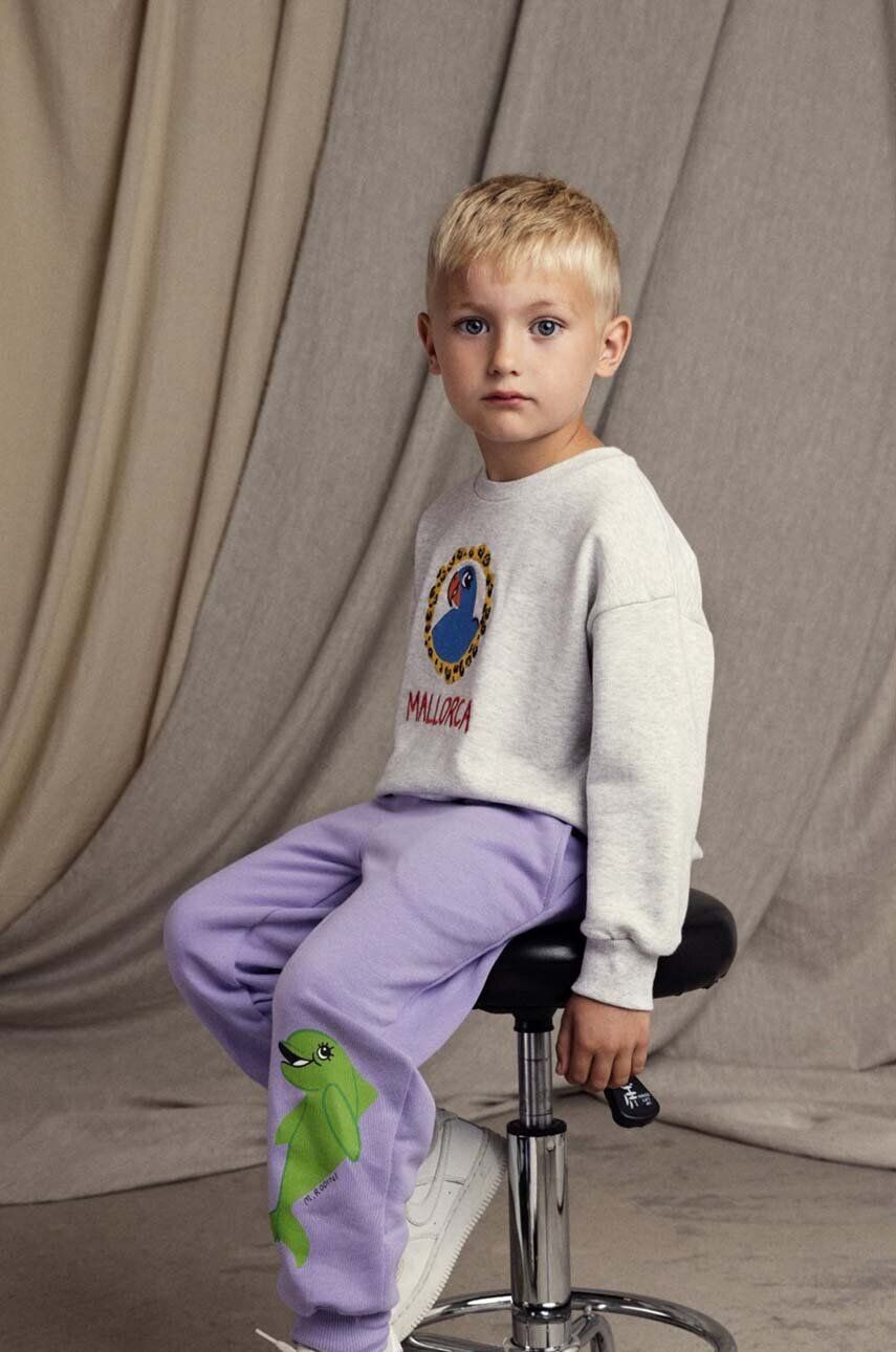 

Хлопковая толстовка Mini Rodini для детей Parrot, серый